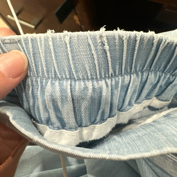 Soft Surroundings Blue Lyocell Chambray Pants Wide Straight Leg Small - Picture 7 of 7